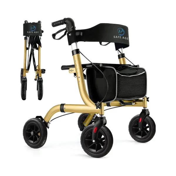 Safe Age Rollator Faltbar Und Leicht Mit Sitz - Gehhilfe Für Senioren, Rollator Für Die Wohnung Indoor & Outdoor - Mit Rückenlehne Und thumbnail