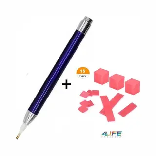 Diamond Painting Led Pen + 15 Wax - Blauw - Inclusief Gratis Batterijen