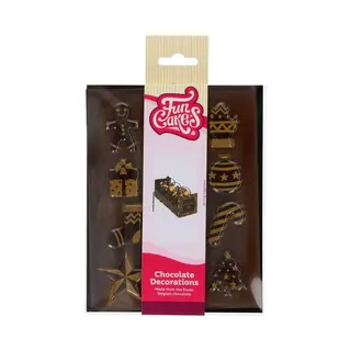FunCakes Chocolade Decoraties - Kerst - Figuren Goud - Set/12