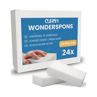 Clerby - 24x Premium Wonderspons - Wonderspons - Magic Eraser - Schoonmaakspons - Sponsjes - Wondersponzen - Melamine Spons - Vlekken Verwijderen -