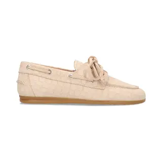 Manfield Beige Suède Croco Boatloafers