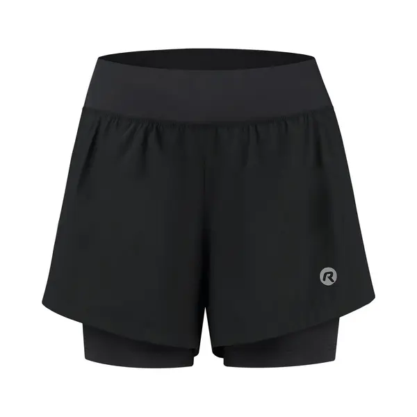 Rogelli Essential 2-in-1 Hardloopshort Dames - Sportshort - Zwart - Maat M thumbnail