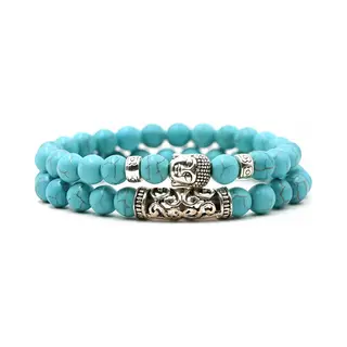 TrendFox Kralen Armband Met Buddha Beeld - Turquoise - Natuursteen - Boeddha Sieraden - Armbanden Heren Dames - Kralenarmband - Valentijnsdag - Valentijn