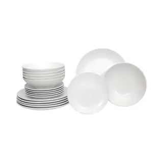 Luzzo® Serviesset Aland 6 Persoons Aardewerk - 18-delig Met Pastaborden - Mat Wit
