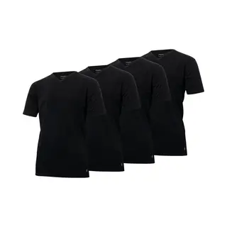 Gentlemen - 4-pak Heren T-shirts Longfit ( Extra Lang ) - Voorgekrompen - 100% Katoen - V-hals - Zwart - Maat 3XL