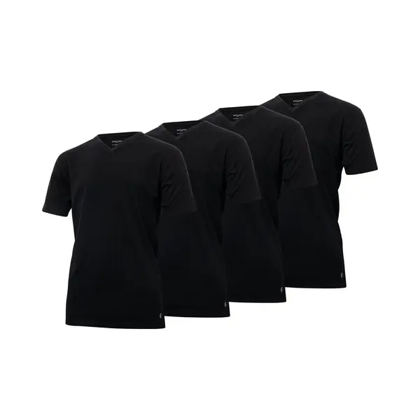 Gentlemen - 4-pak Heren T-shirts Longfit ( Extra Lang ) - Voorgekrompen - 100% Katoen - V-hals - Zwart - Maat 3XL thumbnail