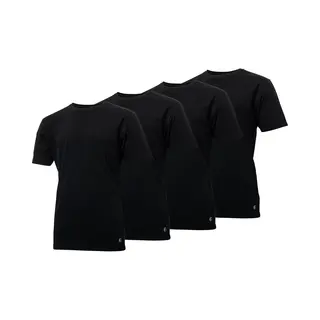 Gentlemen - 4-pak Heren T-shirts Longfit ( Extra Lang ) - Voorgekrompen - 100% Katoen - Ronde Hals - Zwart - Maat 4XL