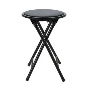 Excellent Houseware Bijzet Krukje/stoel - Opvouwbaar - Zwart - D30 X H45 Cm