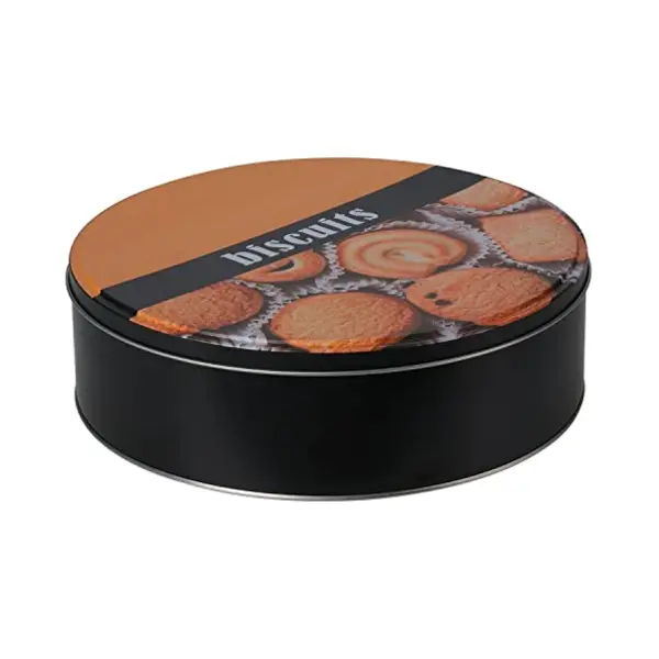 Keksdose Gebäckdose Bakery, Ø 22 Cm, Schwarz, Aluminium, Deckel Mit Keksabbildungen thumbnail