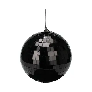 Bellatio Decorations Christmas Decoration Discobal Kerstbal - 1x - Zwart -12 Cm -kunststof