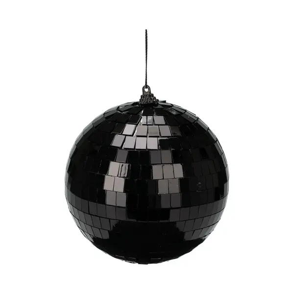 Bellatio Decorations Christmas Decoration Discobal Kerstbal - 1x - Zwart -12 Cm -kunststof thumbnail