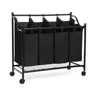 Hoppa! - Wasmand Met Vakken - Zwart - Polyester - 87, 5 X 38, 5 X 81 Cm