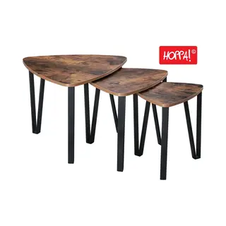 Hoppa! Bijzettafels - Set Van 3 - Vintage - Zwart - Metaal - Doorsnedes 59, 47 En 37 Cm