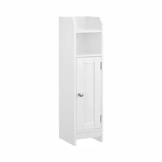 Hoppa! Kolomkast, Toiletkast, Badkamermeubel, Badkamerkast, Smalle Badkamerplank, Verstelbare Planken, Ruimtebesparend, Eenvoudige Montage, Wit