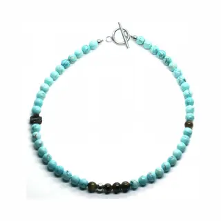 Ibiza Men Mens Jewellery IbizaMen Kids - Jongens - Ketting - Edelsteen - Turkoois - Turquoise - 6mm - 36 Cm