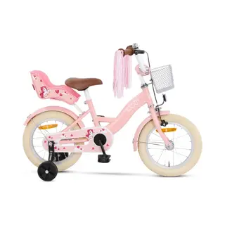 Sjoef Dolly Kinderfahrrad 14 Zoll | Ab 3-5 Jahre | Einfache Montage (95% Vormontiert) | Kinder Fahrrad Für Mädchen/Jugend | Kleidergröße Von 98