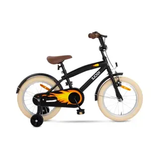 Sjoef Cruise Jongensfiets 16 Inch - Kinderfiets Met Zijwieltjes 4, 5 & 6 Jaar - Beachcruiser Fiets 16 Inch Jongen - Mat Zwart