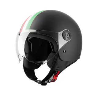 Vinz Helmets Vinz Gavia Jethelm Met Italiaanse Vlag - Scooter Helm, Brommerhelm, Motorhelm - Fashion - Zwart - S