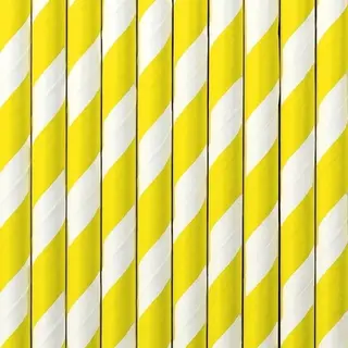 Gestreepte Rietjes Van Papier Geel/wit 100x Stuks - Verjaardag Feestje Drinkrietjes