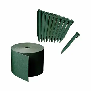 Nature Kunststof Grasrand / Borderrand Groen Inclusief 10x Grondpennen 10 M X 15 Cm