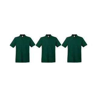 Fruit of the Loom 3-Pack Maat L Donkergroen Polo Shirt Premium Van Katoen Voor Heren - Polo T-shirts Voor Heren