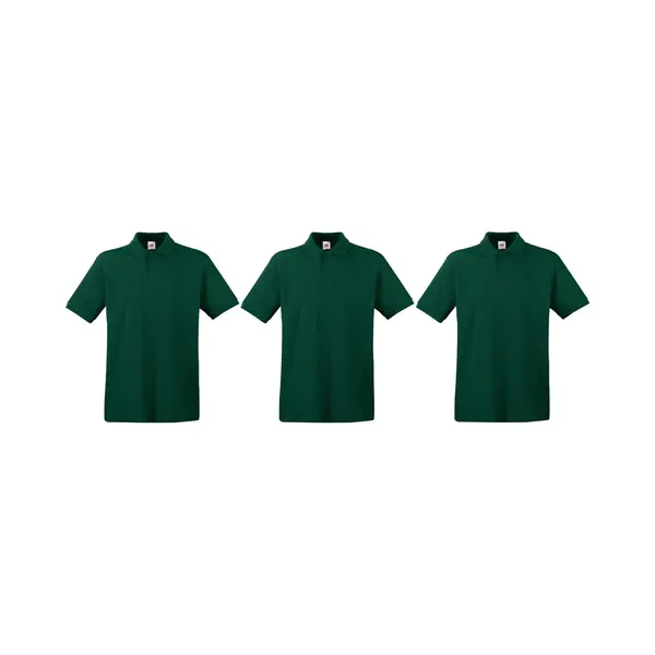 Fruit of the Loom 3-Pack Maat L Donkergroen Polo Shirt Premium Van Katoen Voor Heren - Polo T-shirts Voor Heren thumbnail