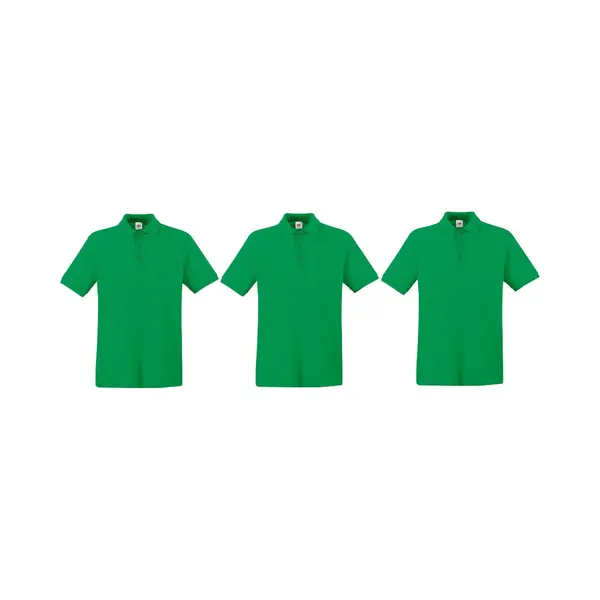 Fruit of the Loom 3-Pack Maat L Groen Polo Shirt Premium Van Katoen Voor Heren - Polo T-shirts Voor Heren thumbnail
