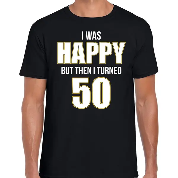 Bellatio Decorations Verjaardag T-shirt 50 Jaar - Happy 50 - Zwart - Heren - Abraham Vijftig Jaar Cadeau Shirt M thumbnail