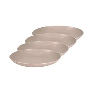 Plasticforte 4x Stuks Rond Kunststof Borden Mokka Bruin 25 Cm - Herbruikbaar - Dinerborden - Barbecueborden - Campingborden