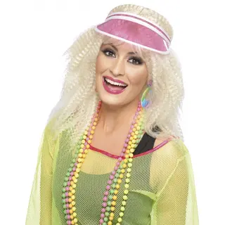 Smiffys 2x Stuks Roze Zonneklep Transparant - Carnaval Poker Eighties Thema Verkleed Hoeden