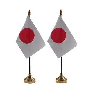 Japan Tafelvlaggetjes - 2x Stuks - 10 X 15 Cm - Met Gouden Standaard - H27 Cm - Landen Versiering - Feestartikelen