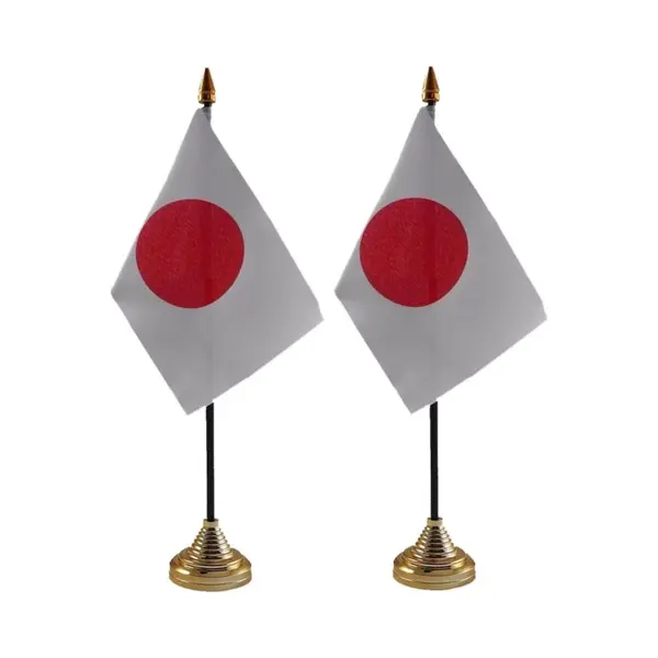 Japan Tafelvlaggetjes - 2x Stuks - 10 X 15 Cm - Met Gouden Standaard - H27 Cm - Landen Versiering - Feestartikelen thumbnail