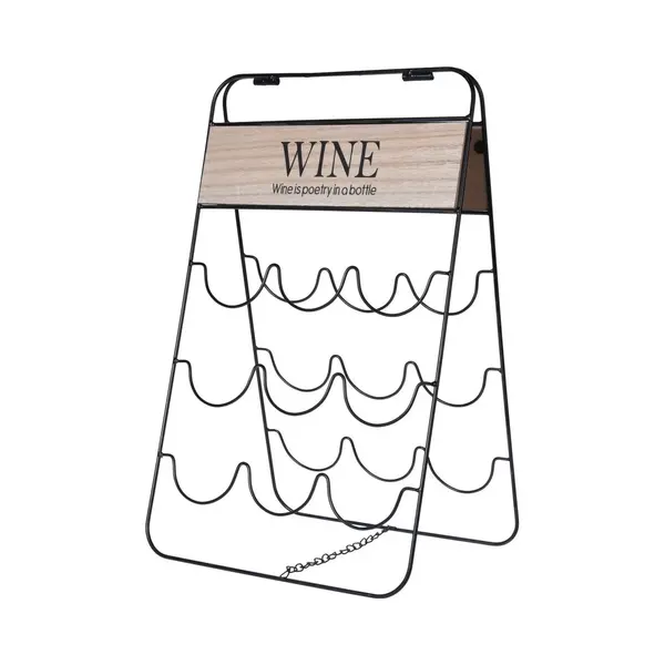 Excellent Houseware Metalen Wijnflessen Rek/wijnrek Wine Voor 9 Flessen 30 X 2 X 49 Cm - Wijnfles Houder thumbnail