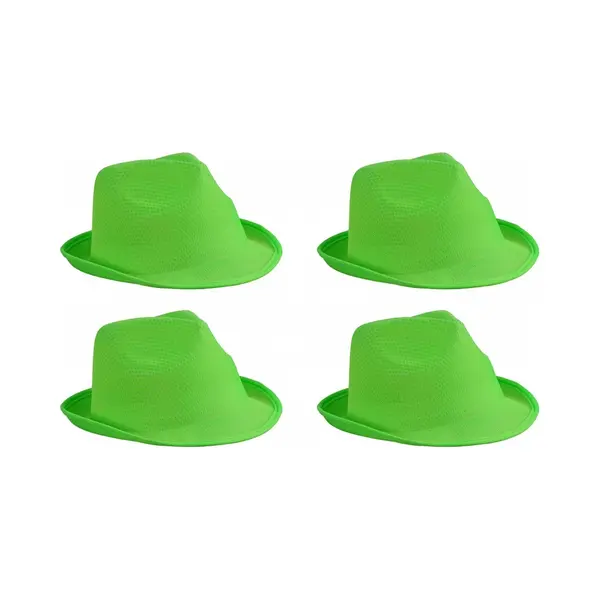Myrtle Beach 4x Stuks Trilby Feesthoedje Lime Groen Voor Volwassenen - Carnaval Party Verkleed Hoeden thumbnail