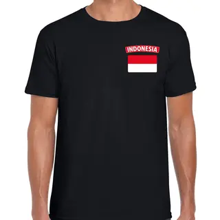 Bellatio Decorations Indonesie Thema T-shirt - Met Vlag Op Borst - Zwart - Voor Heren - Landen Shirt - Supporters Kleding Xl
