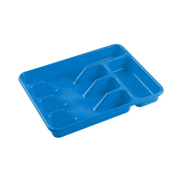 Hega Hogar Bestekbak - Blauw - 5 Vakken - 34 X 26 X 5 Cm - Lade Indeling - Bestekhouders thumbnail