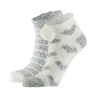 Apollo Bedsokken / Huissokken - Dames - 2-pack - Grijs/wit - One Size - Slaapsokken - Slofsokken