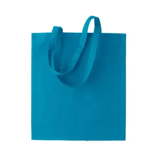 Shopper Schoudertasje - Turquoise Blauw - Katoen - 38x42 Cm - Met Hengels - 11 Liter - Boodschappentas