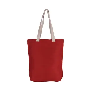 Jute Canvas Katoenen Schoudertasje - Rood - 38 X 42 Cm - Lange Ecru Hengsels - Boodschappentassen - Goodie Bags