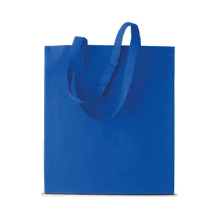 2x Stuks Basic Katoenen Schoudertasje In Het Kobalt Blauw 38 X 42 Cm Met Lange Hengsels - Boodschappentassen - Goodie Bags