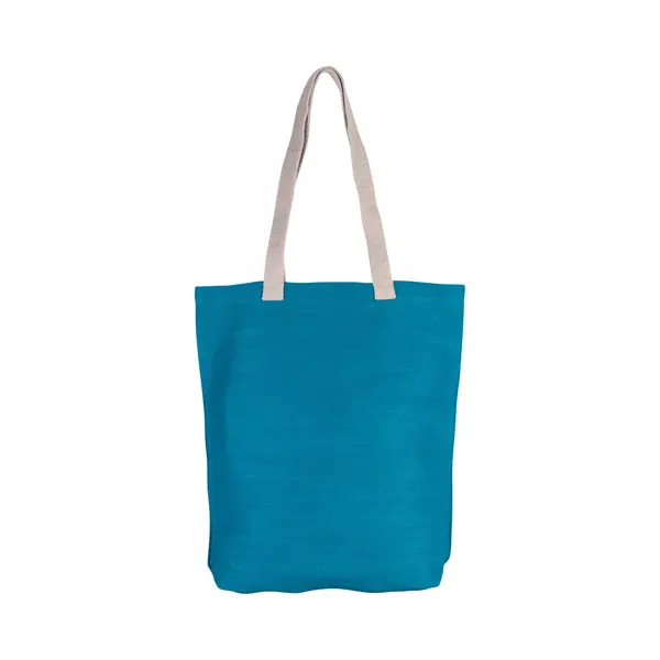 2x Stuks Jute Canvas Katoenen Schoudertasje In Het Turquoise Blauw 38 X 42 Cm Met Lange Ecru Hengsels - Boodschappentassen - Goodie Bags thumbnail