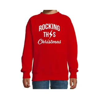 Bellatio Decorations Rocking This Christmas Foute Kersttrui - Rood - Kinderen - Kerstsweaters / Kerst Outfit 152/164