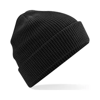 Beechfield Heren Beanie Wintermuts Wafelstructuur Zwart 100% Biologisch Katoen