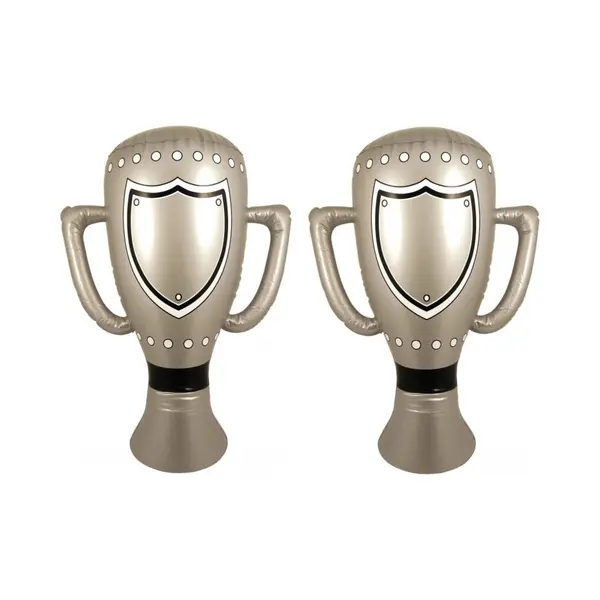 Henbrandt Opblaasbare Winnaars Trofee - 2x Stuks - 60 Cm - Zilver - Feestartikelen Voor Supporters - Bokaal thumbnail