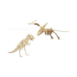 Houten 3D Dieren Dino Puzzel Set - T-rex En Pteranodon - Speelgoed Bouwpakketten - Kinderen