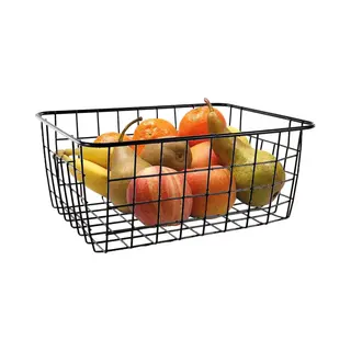Fruitschaal/fruitmand Middelgroot Staaldraad Zwart 18 X 24 X 10 Cm - Keuken Mandjes Voor Groente En Fruit