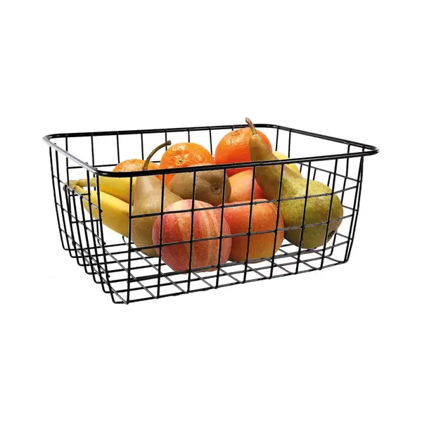 Fruitschaal/fruitmand Middelgroot Staaldraad Zwart 18 X 24 X 10 Cm - Keuken Mandjes Voor Groente En Fruit thumbnail