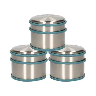 Alpina Deurstopper Van 1.1 Kilo - 3x Stuks - Staal - Met Blauw Kunststof Rand - 9 X 7 Cm