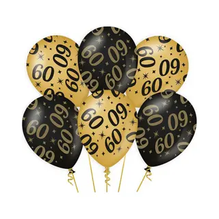 Paper dreams Ballonnen 60 Jaar - 12x Stuks - Zwart/goud - Leeftijd - 30 Cm - Versiering - Verjaardag - Feestartikelen