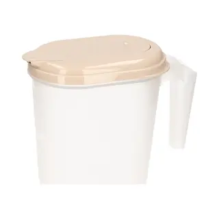 Plasticforte Waterkan - Sapkan - Transparant/taupe - Met Deksel - 1.6 Liter - Kunststof - Smalle Schenkkan Die In De Koelkastdeur Past